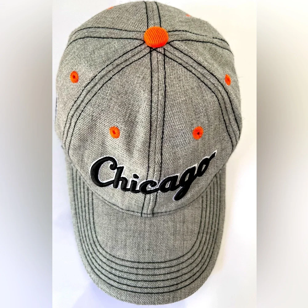 Chicago White Sox Gray with Orange Trim Baseball Hat with Velcro by Melonwear.